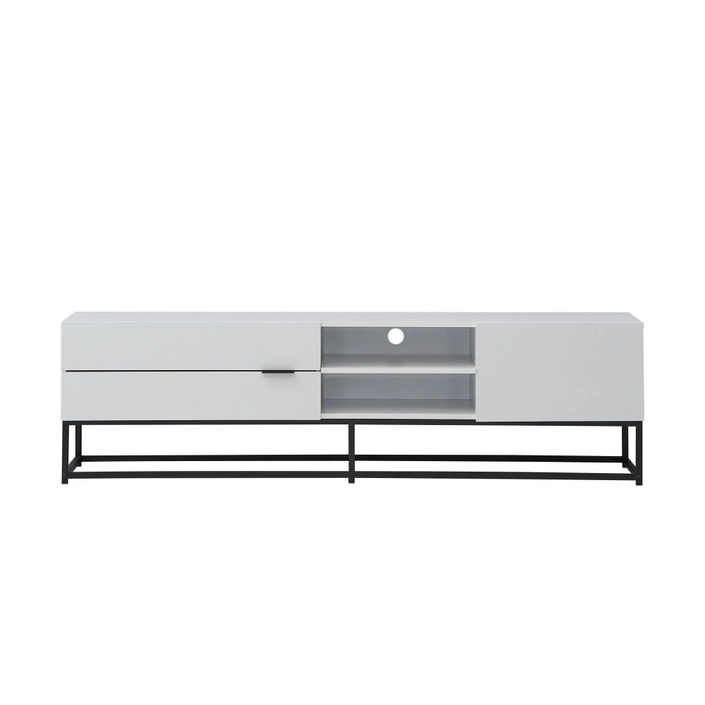 Design Square Brian Modern Entertainment Unit TV Stand 180cm W/ 1-Door 2-Drawers - White/Black