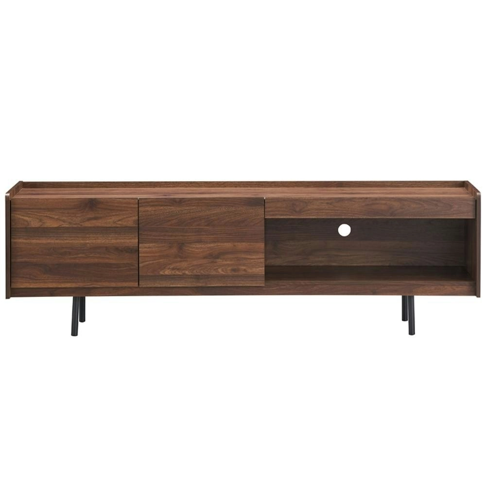 Design Square Lazlo Modern Scandinavian TV Stand Entertainment Unit - Walnut