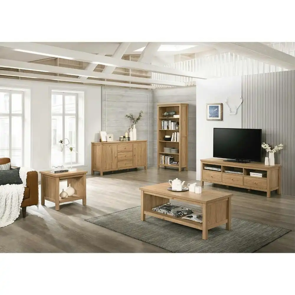 Design Square Kayle Open Shelf Modern Classic Scandinavian Rectangular Coffee Table - Oak