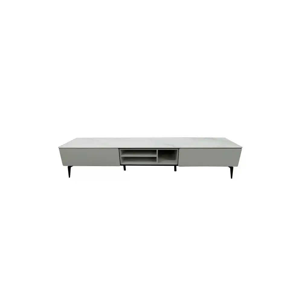 Our Home Lucinda Sintered Stone Lowline TV Stand Entertainment Unit 200cm - White