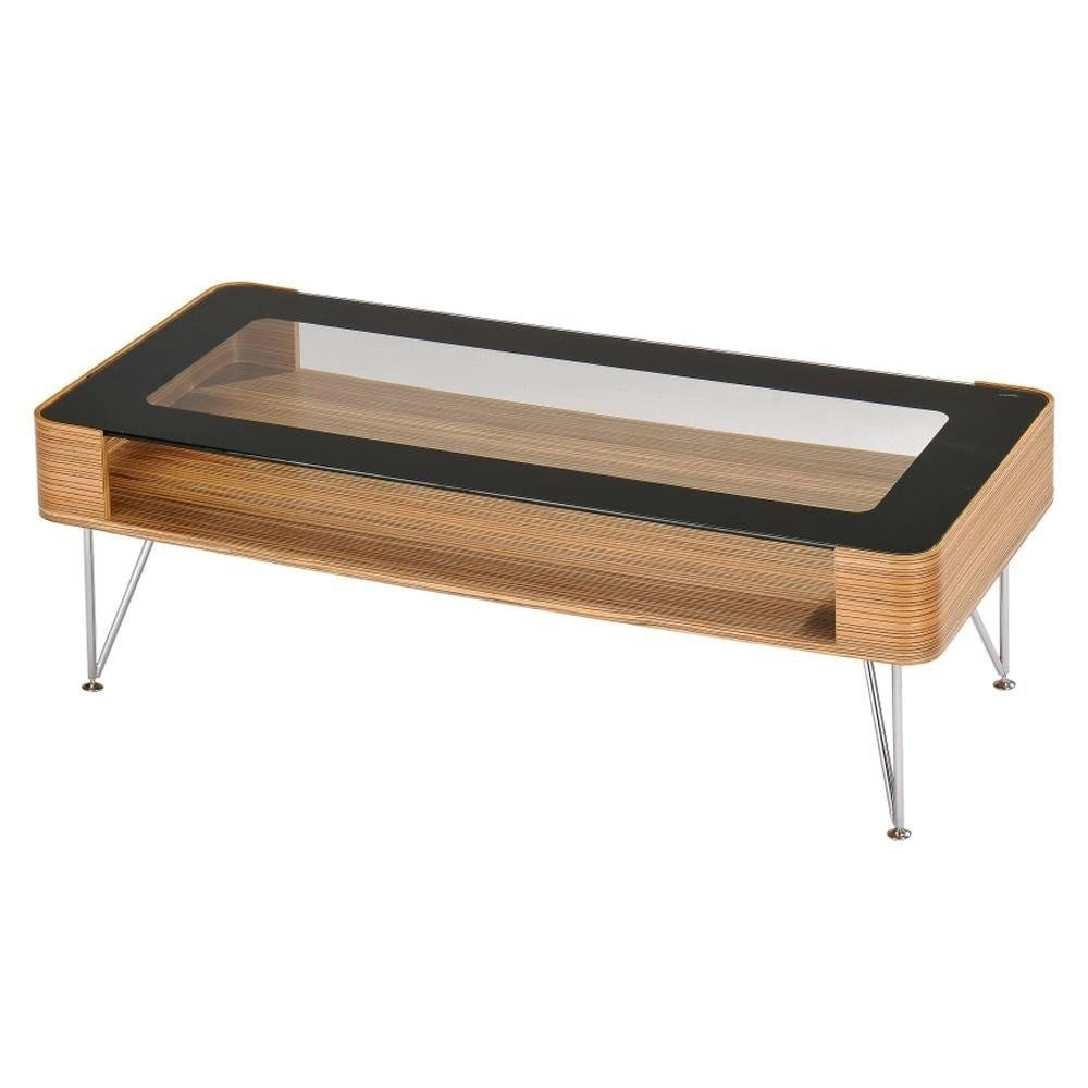 6IXTY Zine Scandinavian Large Rectangular Coffee Table 120cm - Wooden Frame - Glass Top