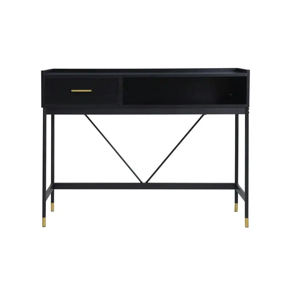 Maestro Furniture Alcone Hallway Console Hall Wooden Table W/ Gold Accents - Satin Black
