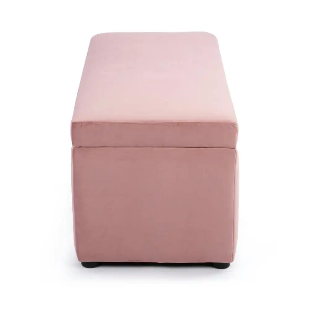 Design Square Lumine Velvet Storage Ottoman Box Bench Foot Stool - Pink