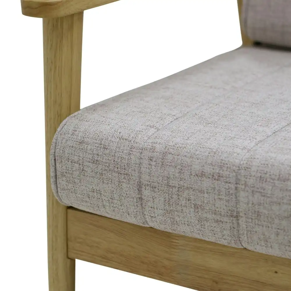 6IXTY Mia Scandinavian Fabric Accent Armchair Wooden Frame - Light Dusk