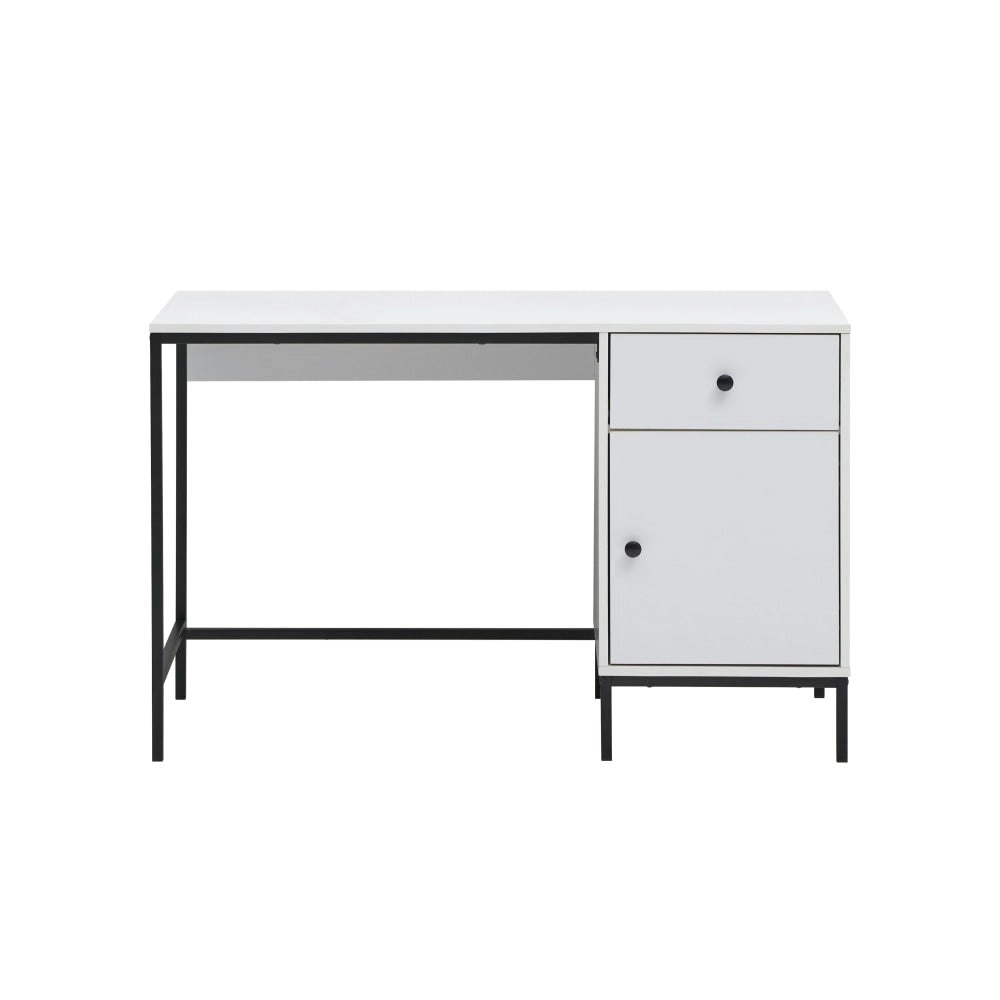 Design Square Urbano Work Computer Home Office Desk W/ 1-Door 1-Drawer  - White/Black