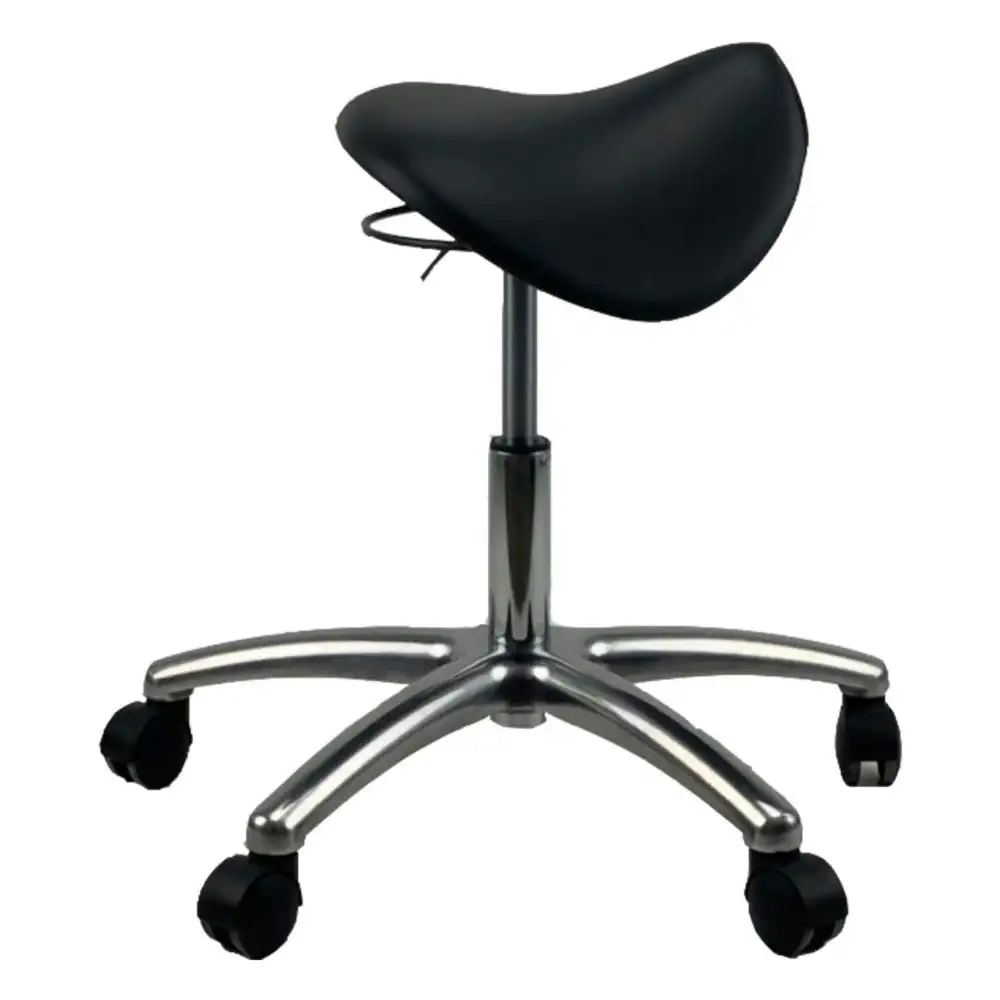 UNIX MUELLER Saddle AFRDI Chrome Base Office Lab Task Stool Computer Chair - Black