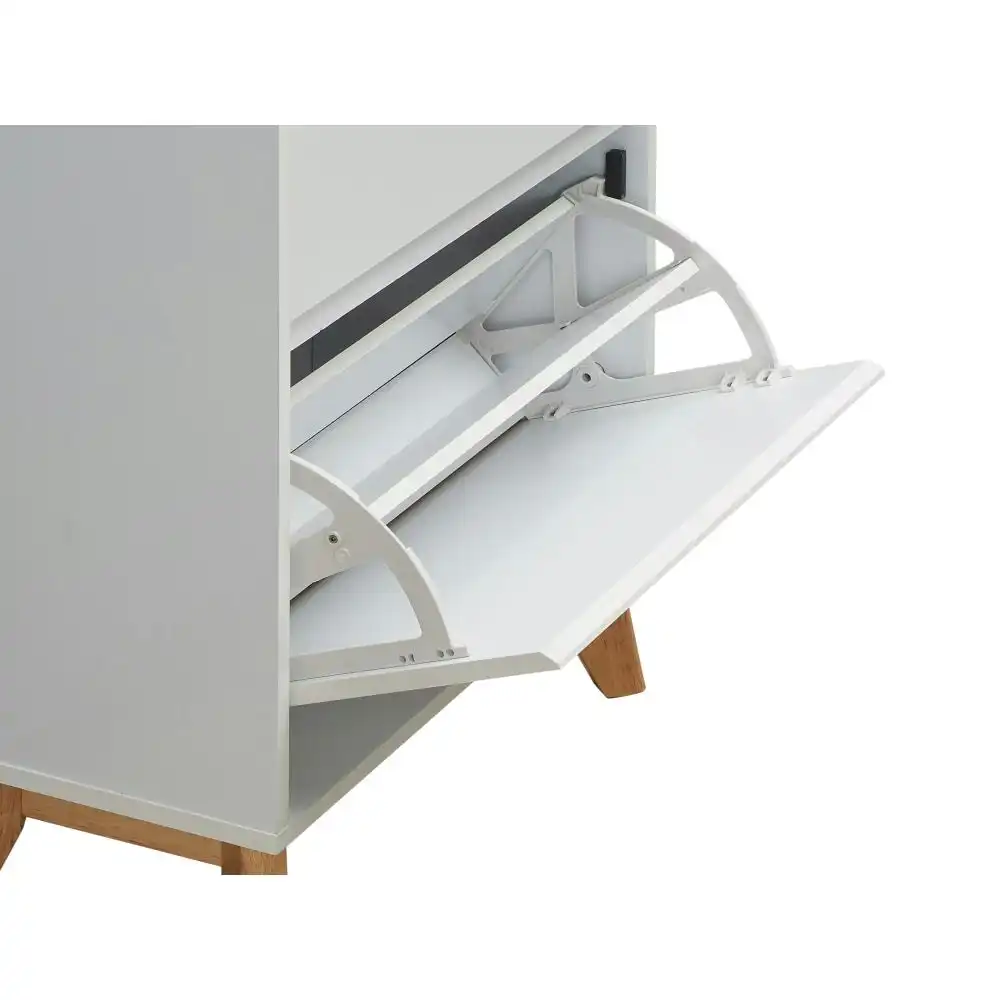 Design Square Audrey Modern Scandinavian 2-Doors Shoe Cabinet Storage - White