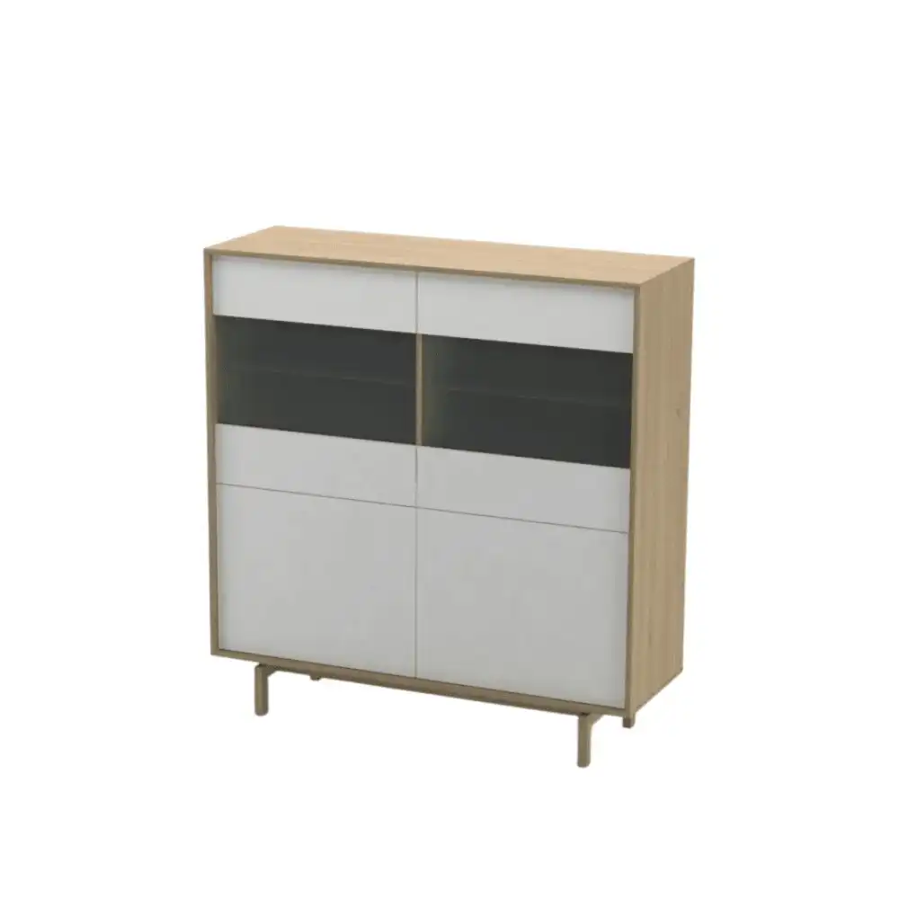 Design Square Peyton Modern Scandinavian Cupboard Storage Cabinet - Oak/White