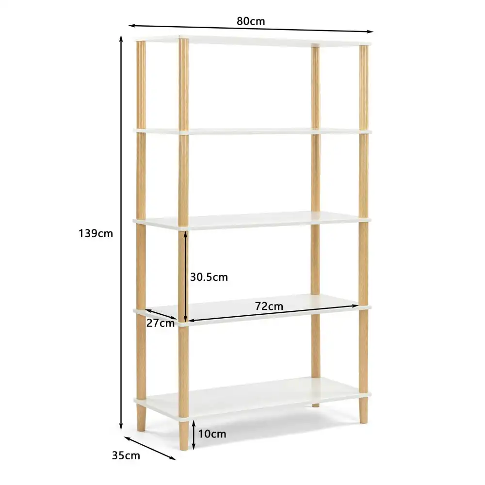 Design Square Dexter 5-Tier Rectangular Display Shelf Unit Cabinet - White/oak