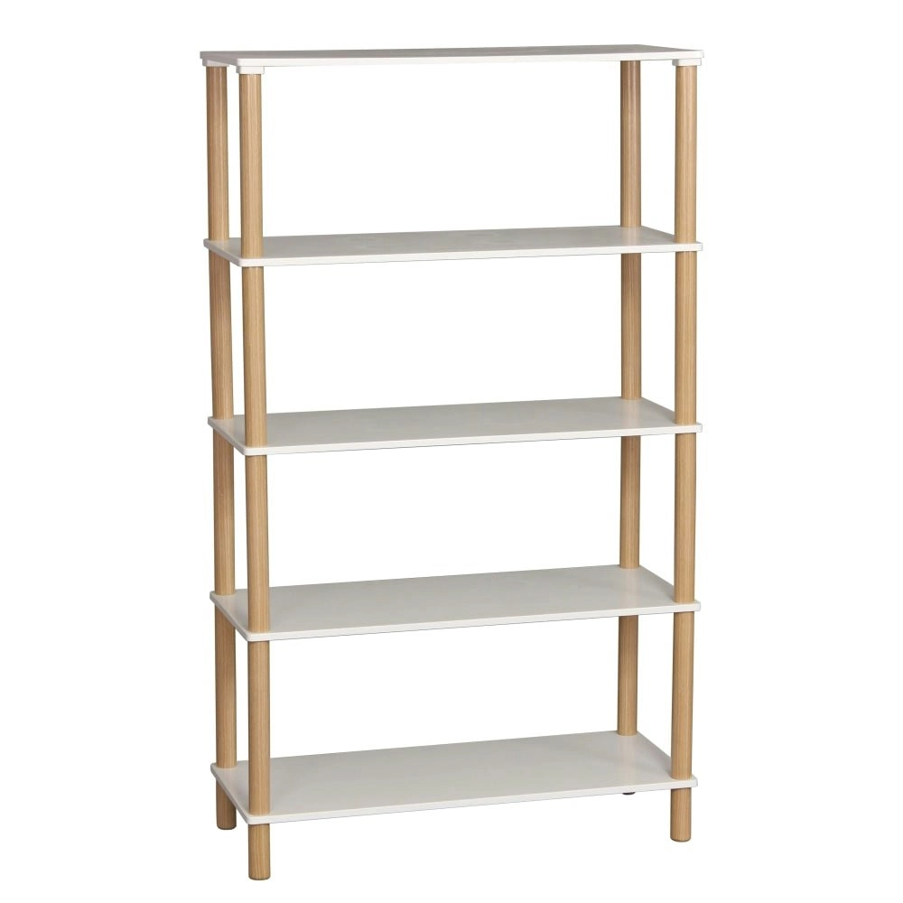 Design Square Dexter 5-Tier Rectangular Display Shelf Unit Cabinet - White/oak