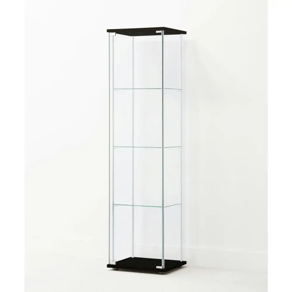 Design Square Jude 4-Tier Glass Display Shelf Storage Cabinet - Glass/Black