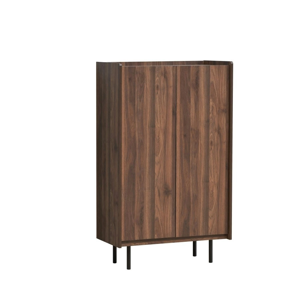 Design Square Tim Tall Cupboard Storage Cabinet W/ 2-Doors - Walnut