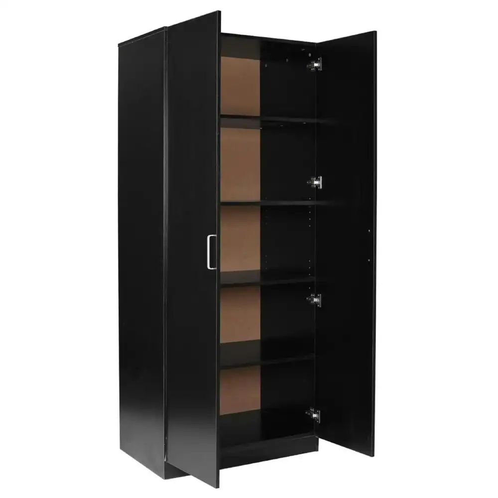 Design Square Modern 2-Door Multi-Purpose 5-Tier Cupboard Pantry Storage Cabinet - Black