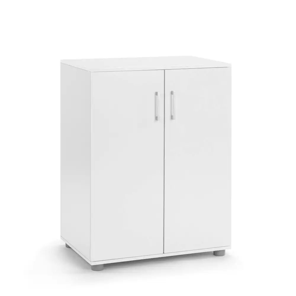 Design Square Monica Low Cupboard Multi-purpose Storage Cabinet 2-Doors - White