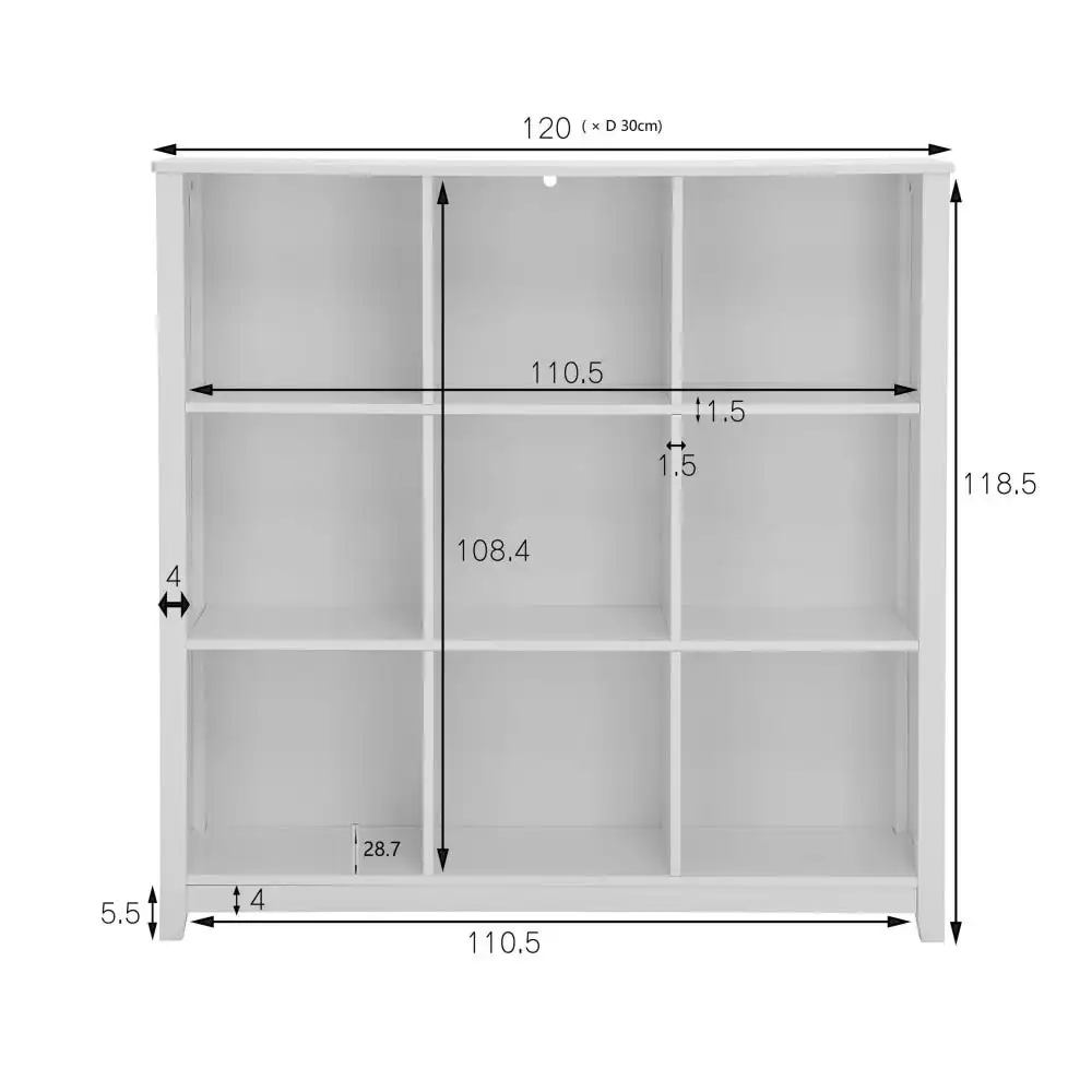 Design Square Oliver Modern 3-Tier 9-Cube Bookcase Display Cabinet - White