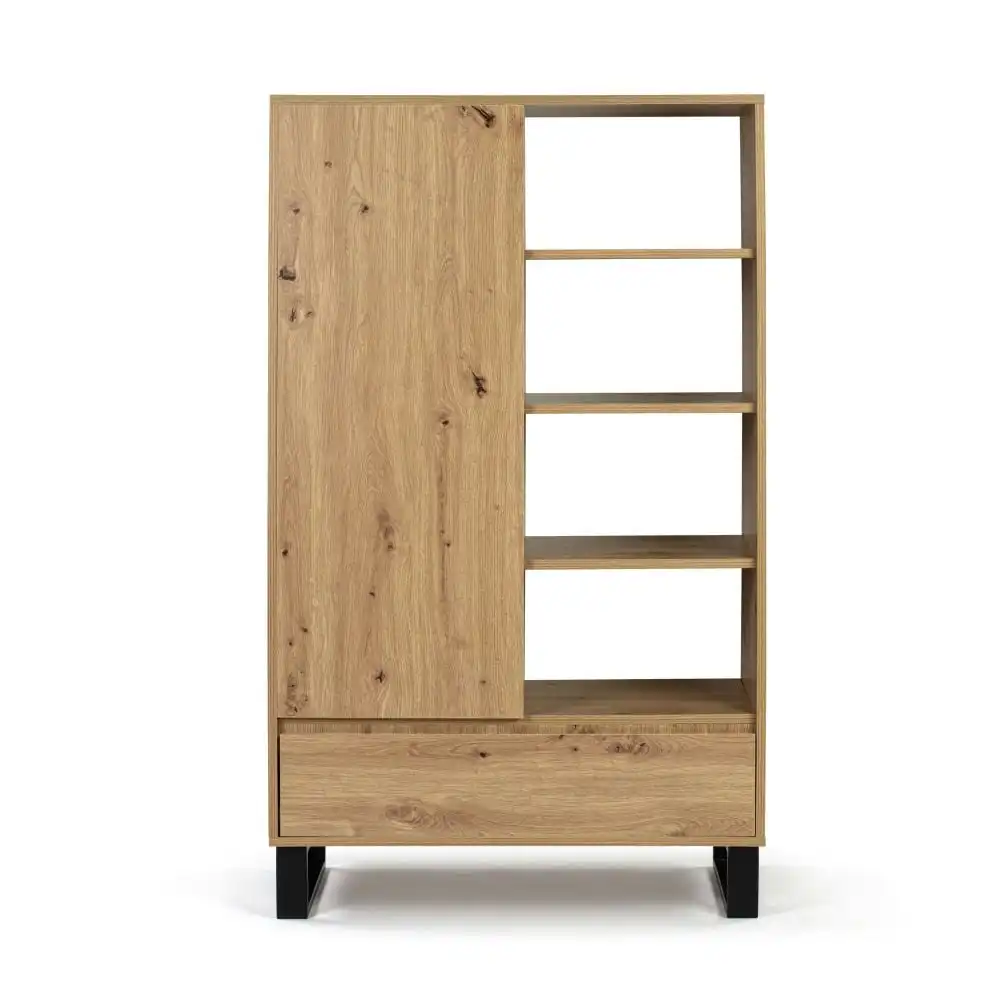 Design Square Cayman 4-Tier Bookcase Display Shelf Multi-Purpose Storage Cabinet - Oak/Black