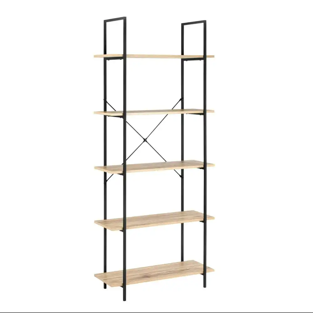 Design Square Randy 5-Tier Wide Bookcase Display Shelf - Oak/Black