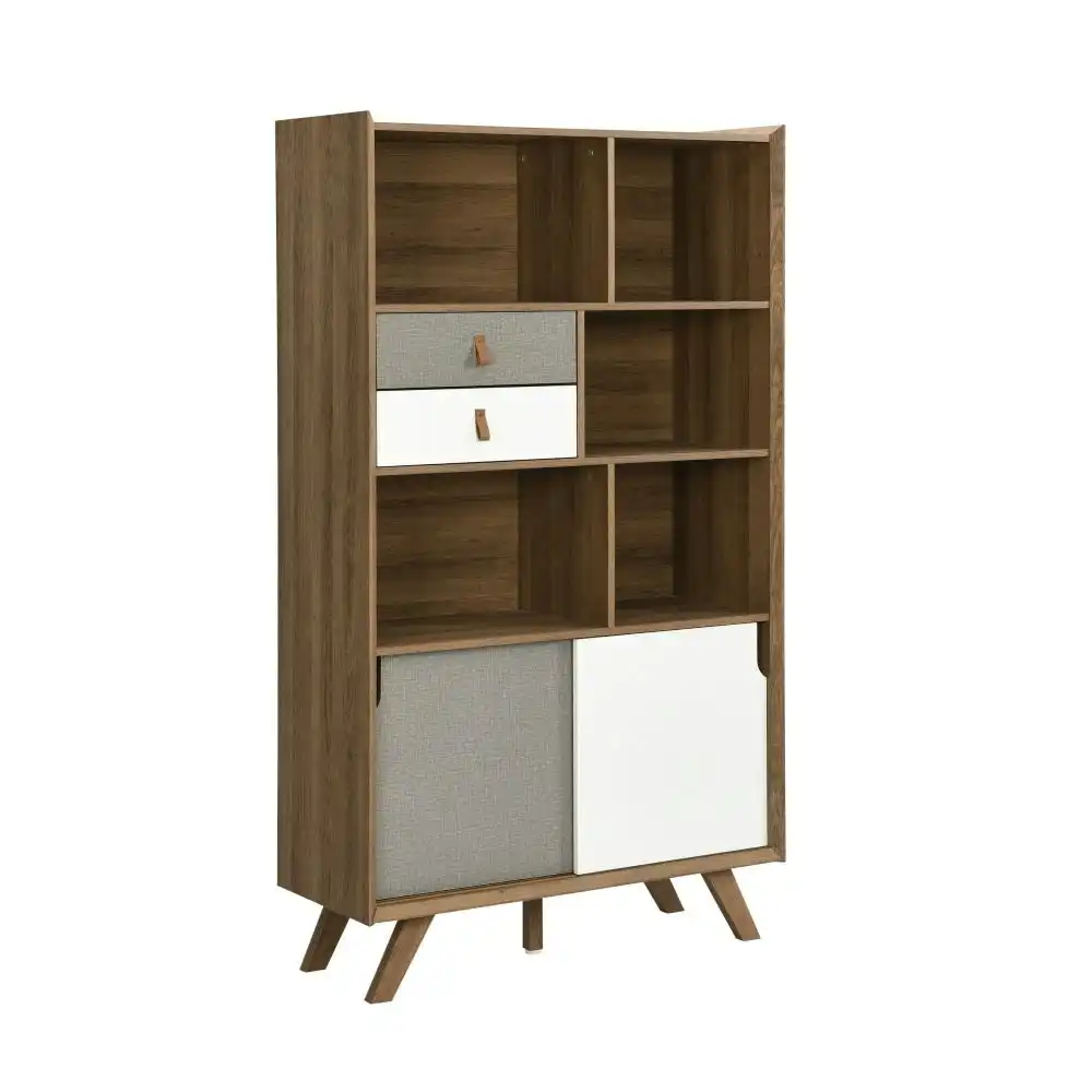 Design Square Grant Bookcase Display Shelf Storage Cabinet - Walnut