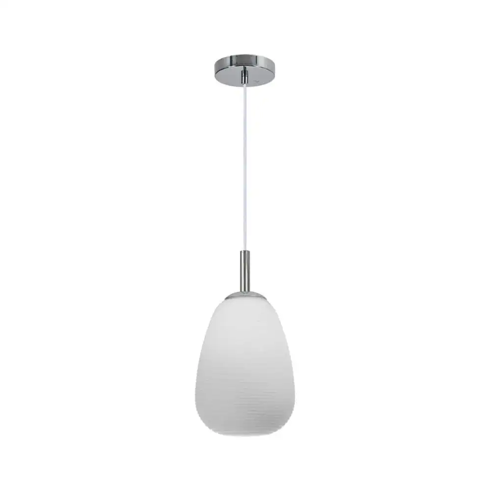 Alfredo Glass Modern Elegant Pendant Lamp Ceiling Light - Chrome