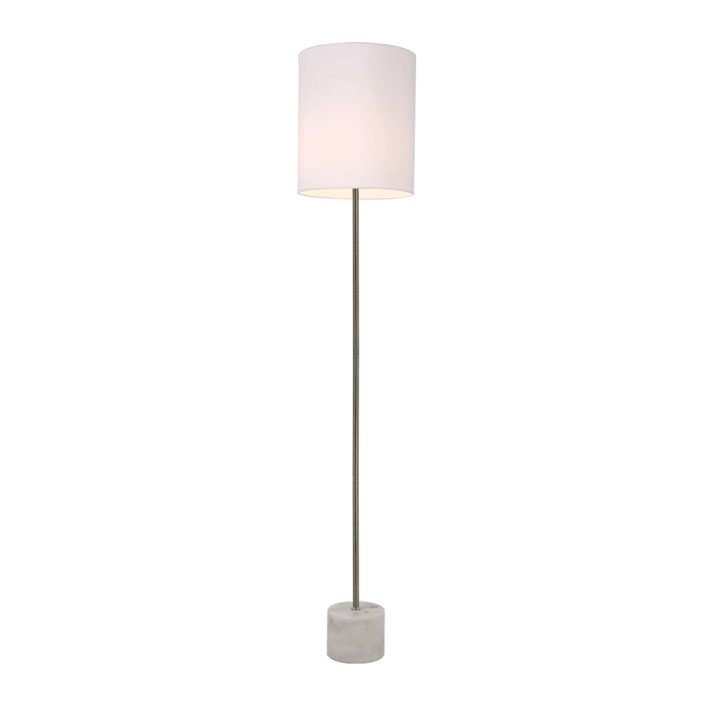 Atlas Standing Floor Lamp Marble Base Antique Brass Body - White