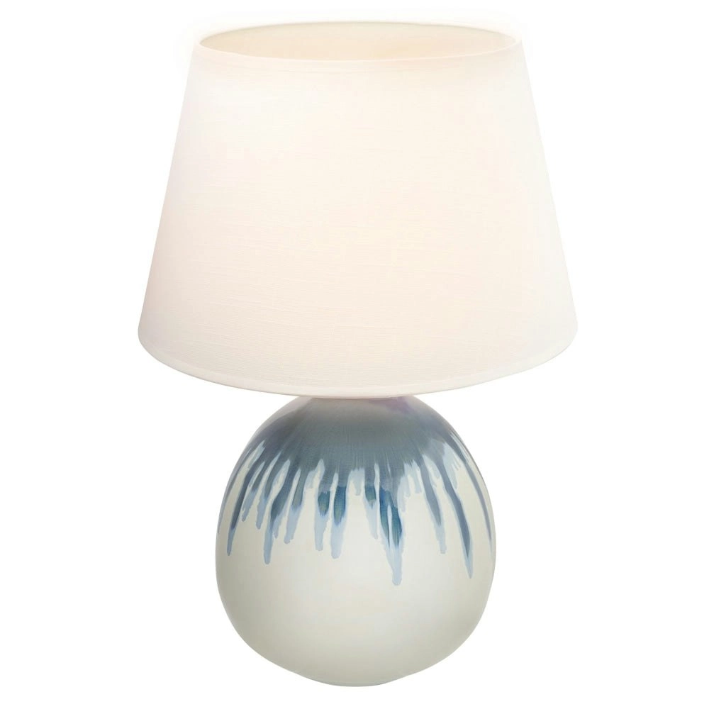 Chester Ceramic Table Desk Lamp Blue / White Base - White Linen Shade