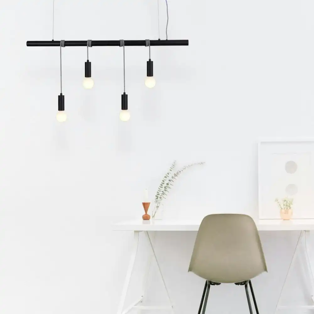 Bannister 4 Lights Modern Elegant Pendant Lamp Ceiling Light - Black