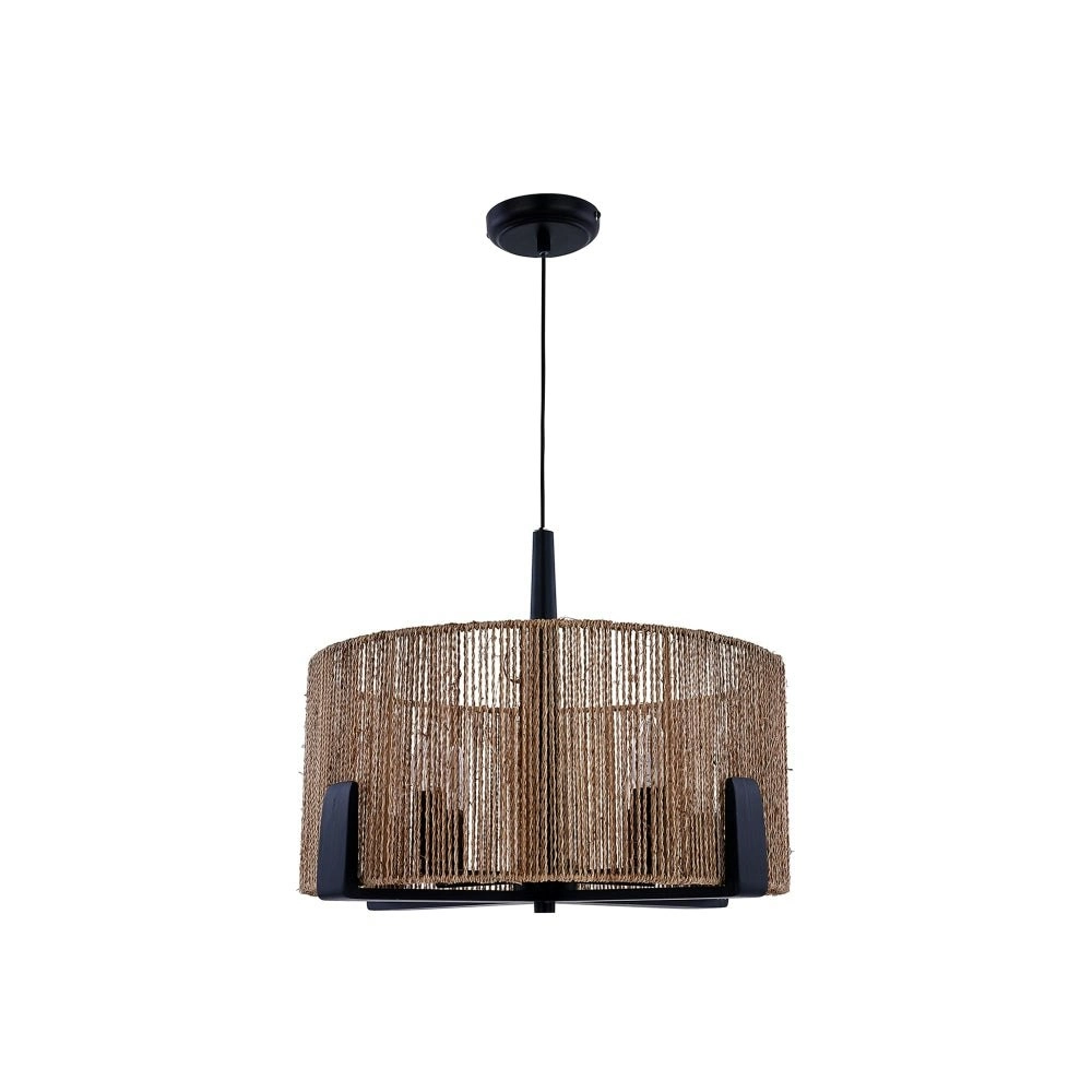 Oakley Modern Classic Rattan Shade Pendant Lamp Light Black