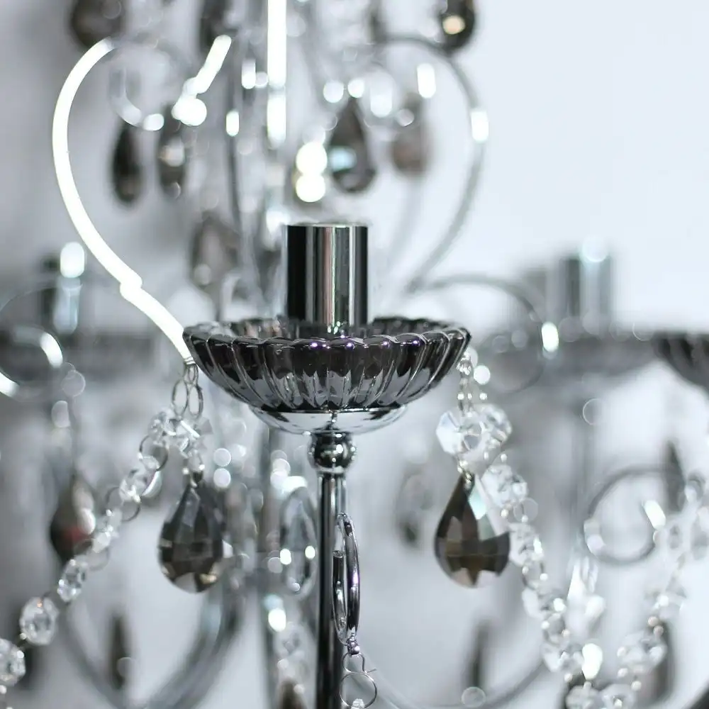 Davie Clasic Hanging Chandelier Lamp Light Chrome Smoke Large