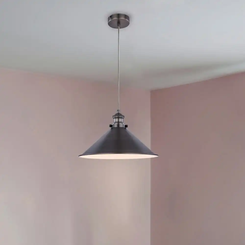 Ambrose 1-Light Modern Metal Shade Pendant Lamp Light Pewter