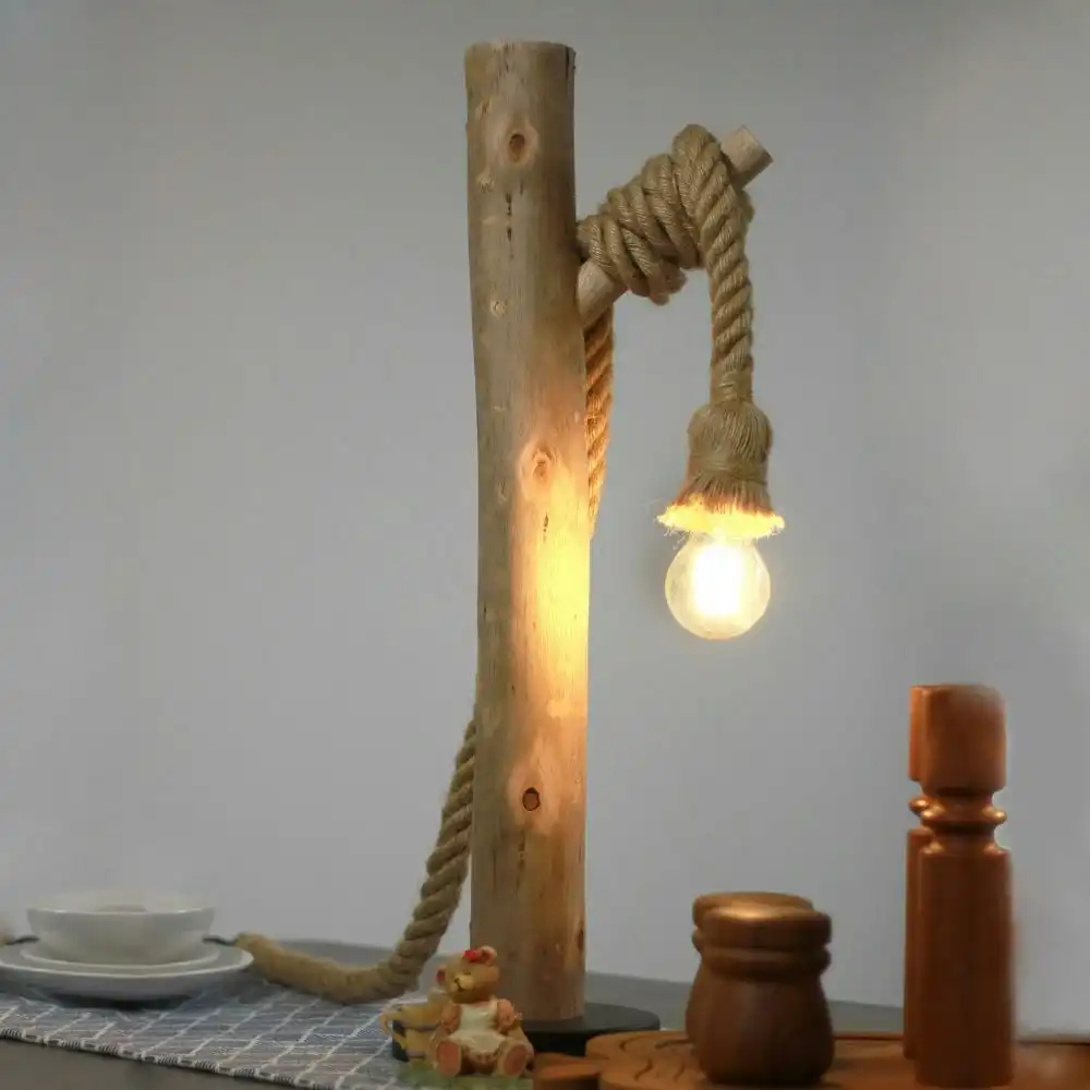 Birk Minimalist Wood Hanger Table Lamp Light Natural