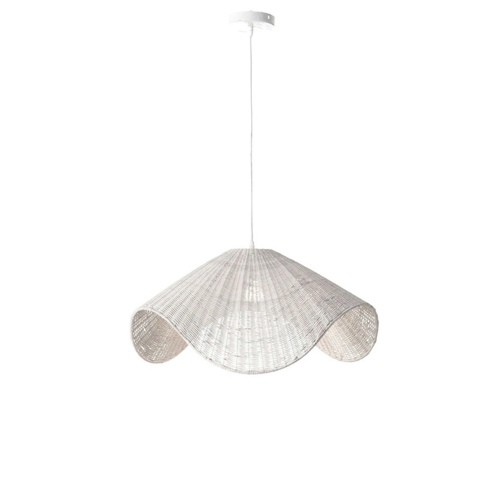 McLean Rattan Modern Elegant Pendant Lamp Ceiling Light - White