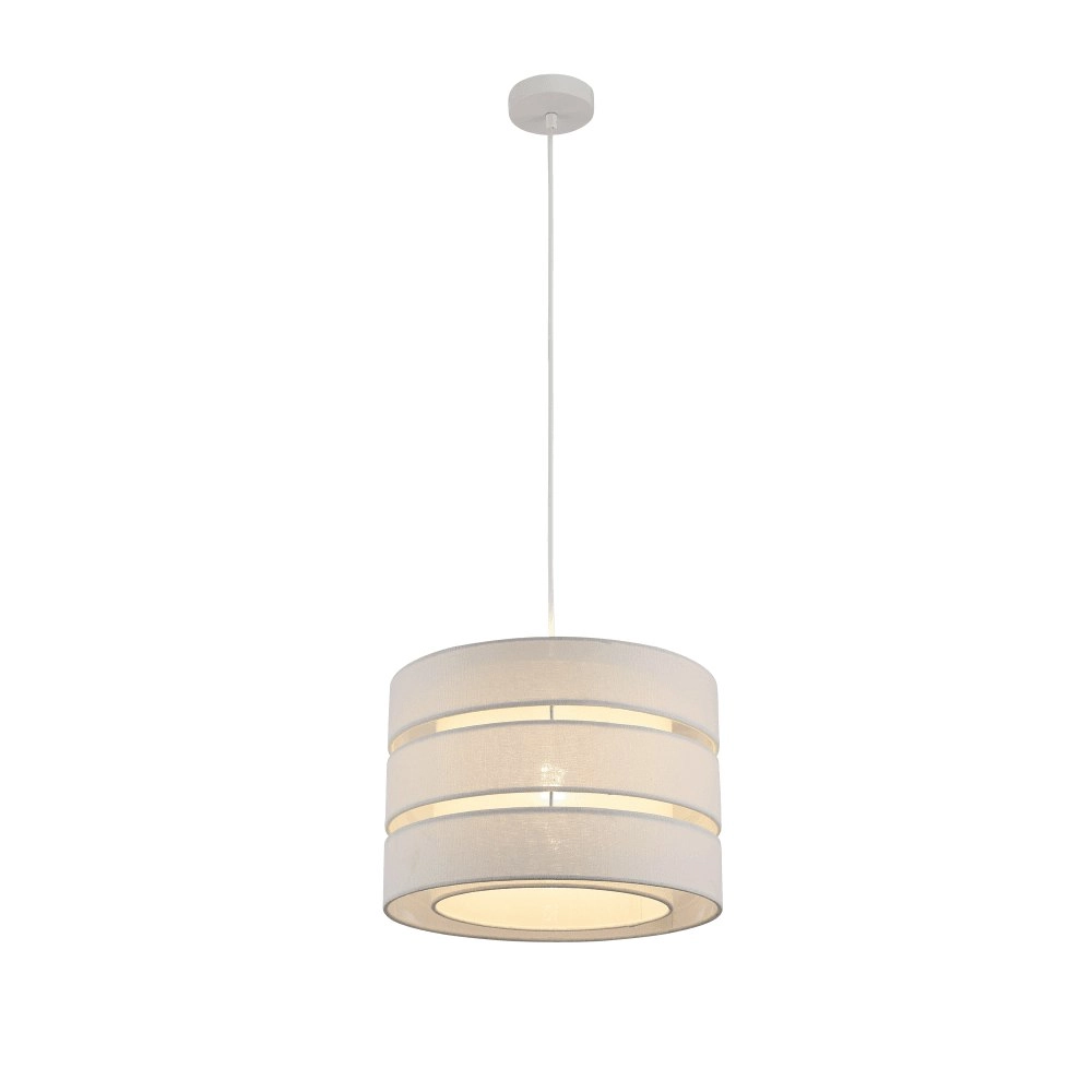 Madigan Hanging Pendant Light Linen Shade  - White