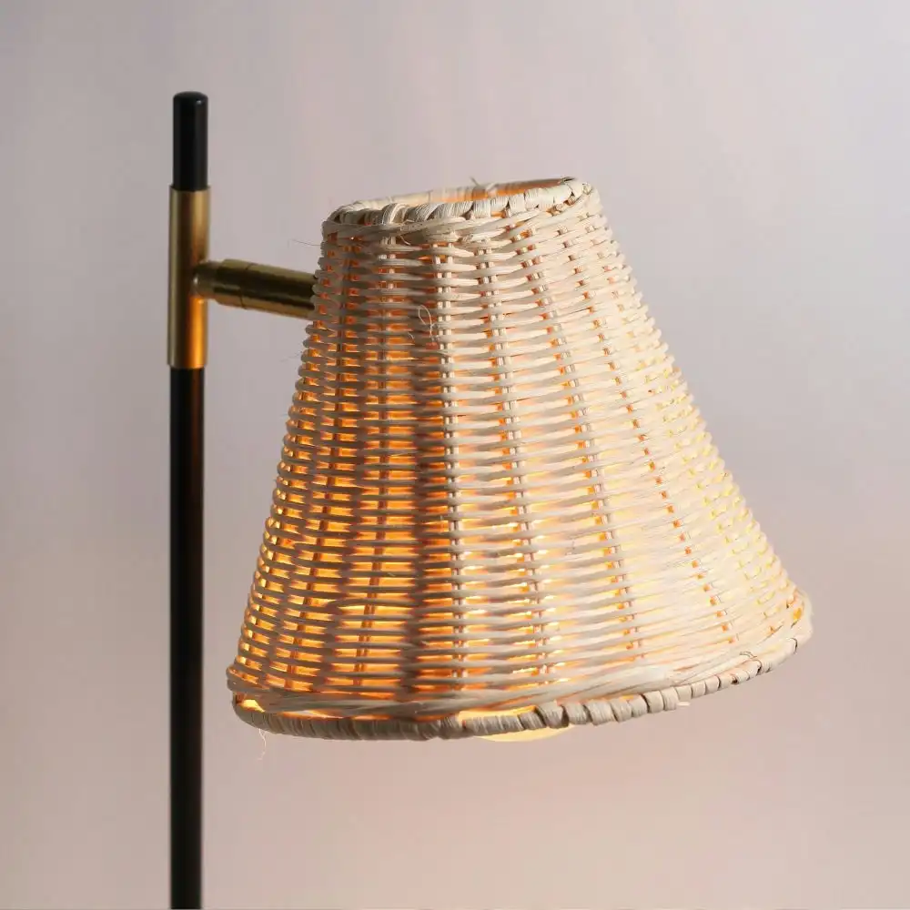 Lisa Classic Woven Rattan Shade Floor Lamp Light Black Natural