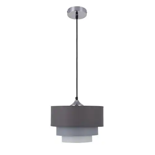 Dawson 1LT Hanging Pendant Lamp Fabric Shade - Grey
