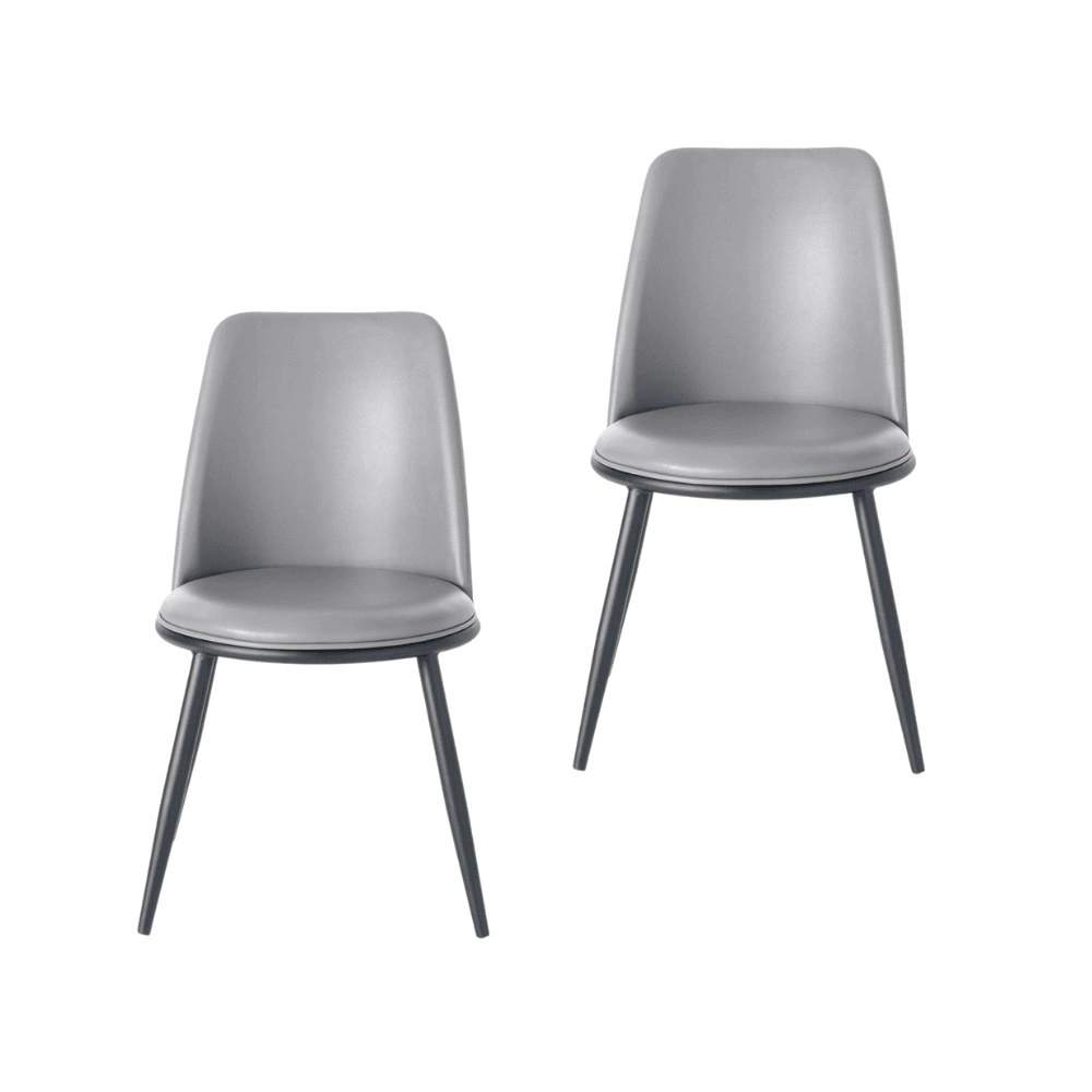 Our Home Set Of 2 Tobias Modern PU Leather Dining Chair - Grey & Black