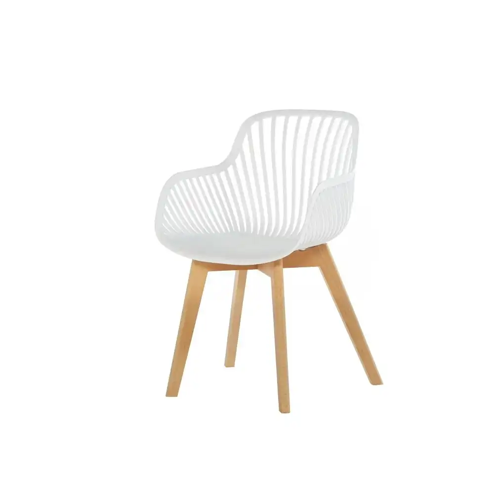 Set Of 2 Amira Kitchen Dining Chairs W/ Arms - White/Oak
