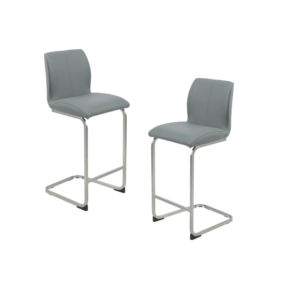 Raimon Furniture Set Of 2 Minga Eco Leather Kitchen Counter Bar Stools - Grey