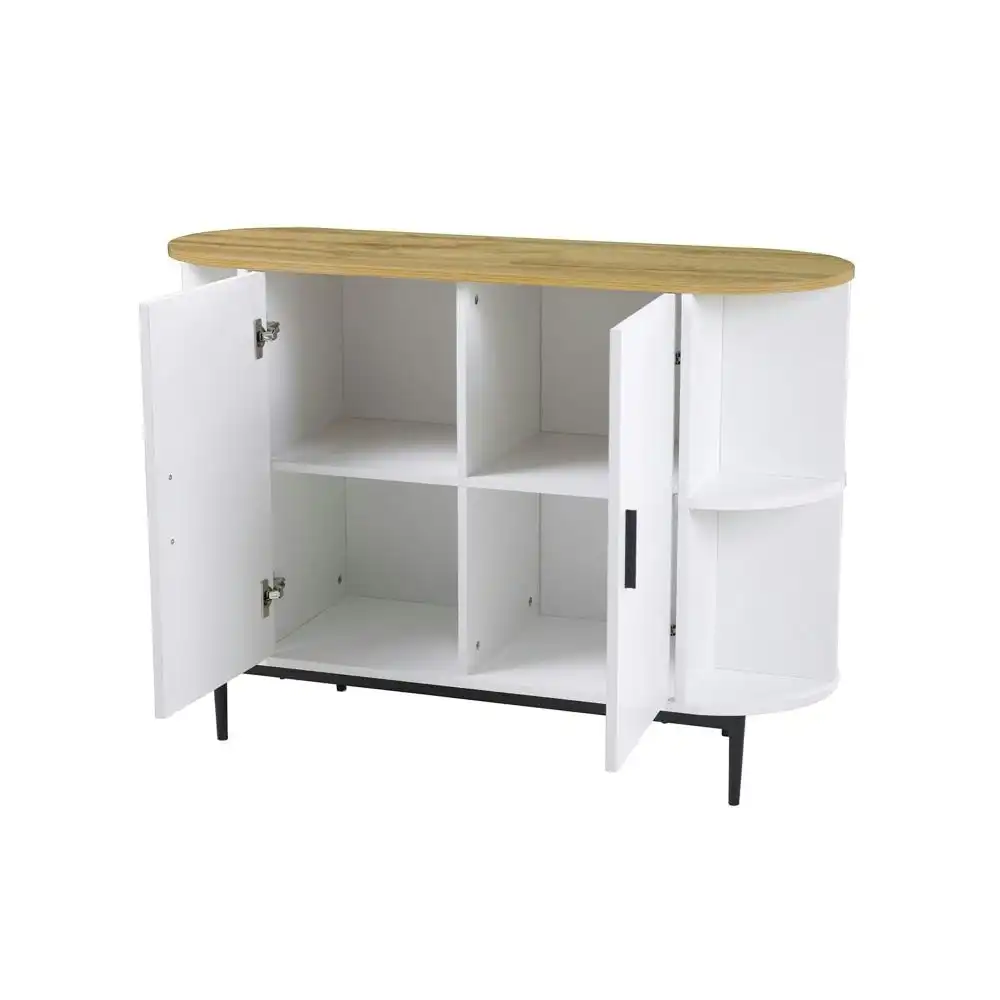 Maestro Furniture Polish 2-Door Buffet Unit Sideboard Storage Cabinet - White/Natural