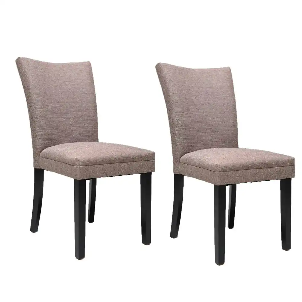Design Square Set Of 2 Fabric Wooden Cafe Kitchen Dining Chair - Brown