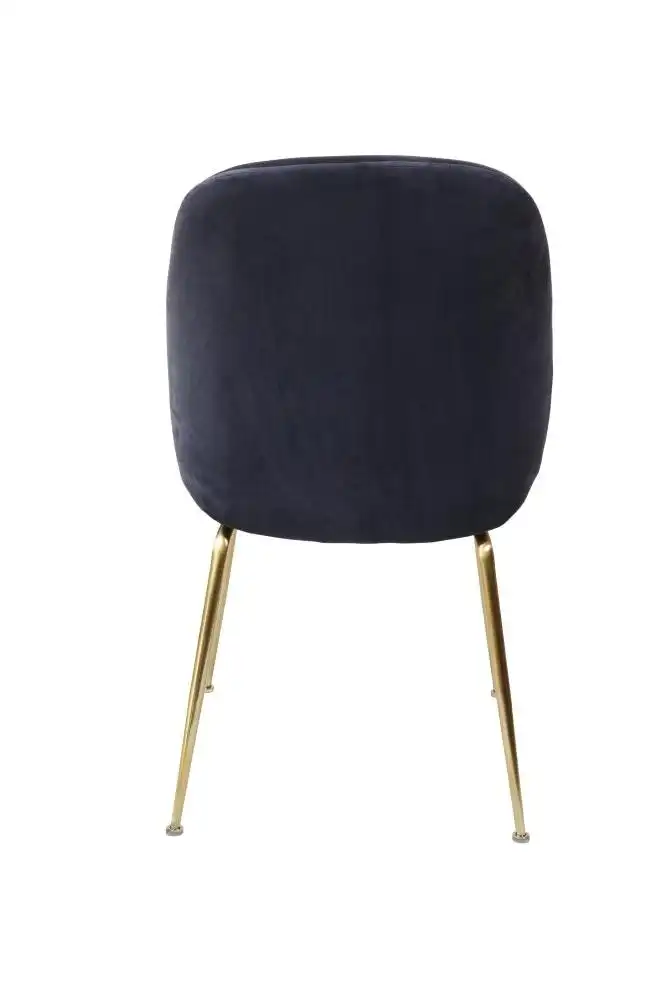 Set of 2 Casa Velvet Fabric Dining Chair - Gold Legs - Ink