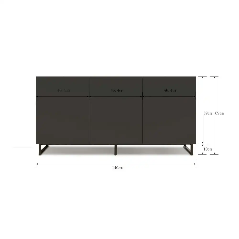 Design Square Zane Buffet Unit Sideboard W/ 3-Doors Storage Cabinet - Walnut/Charcoal