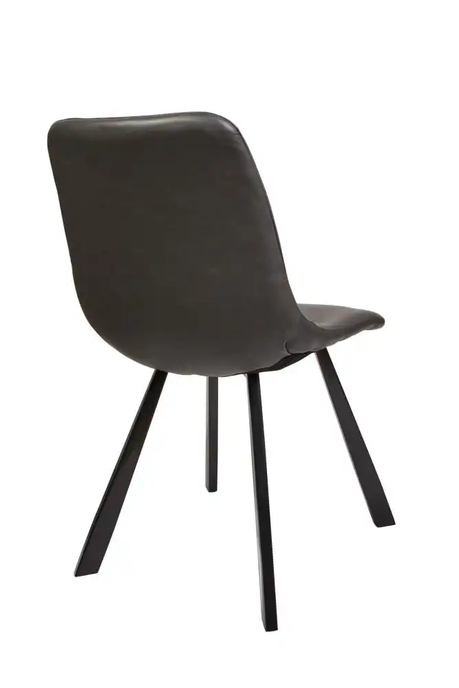 Raimon Furniture Set of 2 Cos Faux Leather Dining Chair - Black Metal Legs - Antique Black