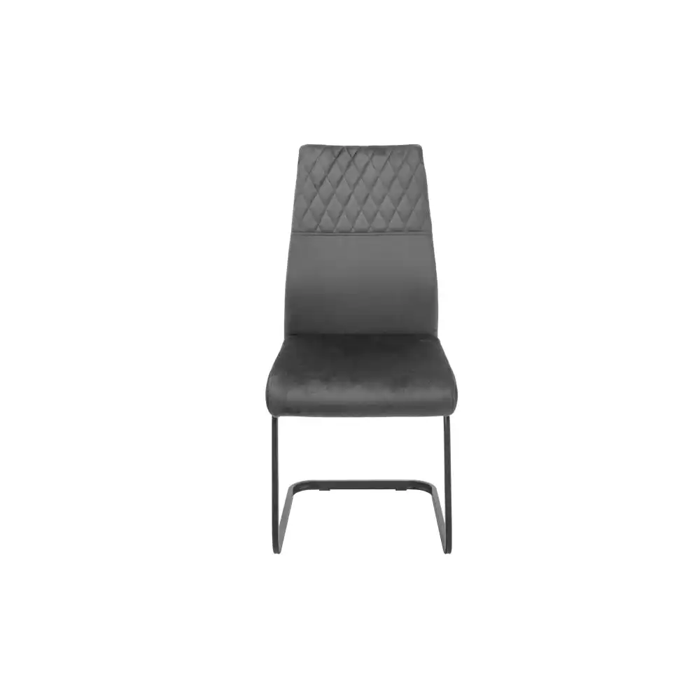 Raimon Furniture Set Of 2 Lilian Velvet Fabri Dining Chairs Metal Legs - Grey