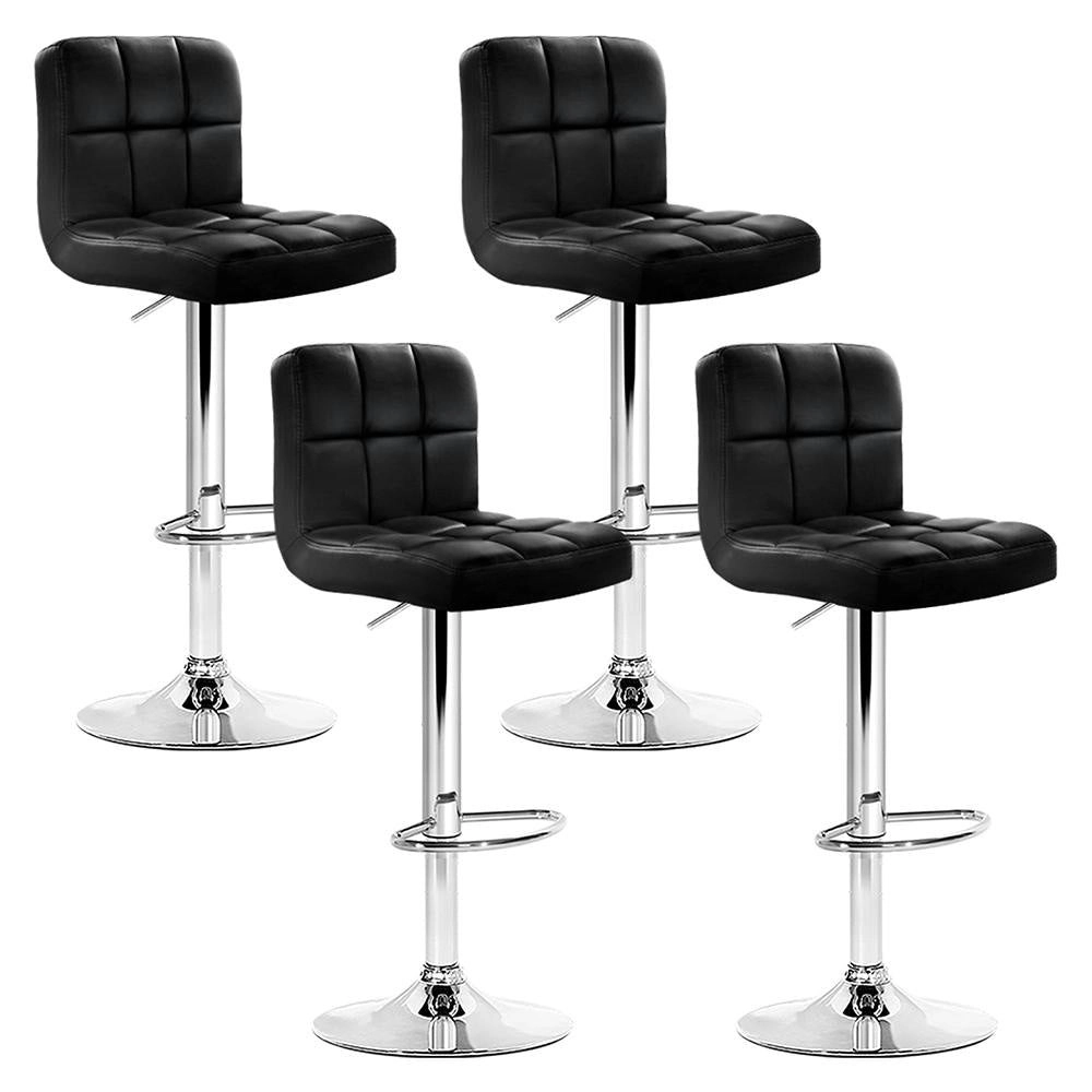 Set of 4 Bar Stools Gas lift Swivel - Steel and Black