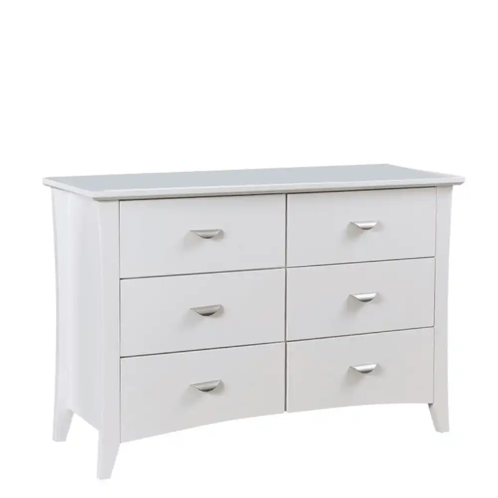 Our Home Celeste Hampton Solid Wooden Chest Of 6-Drawers Dresser Sideboard - White