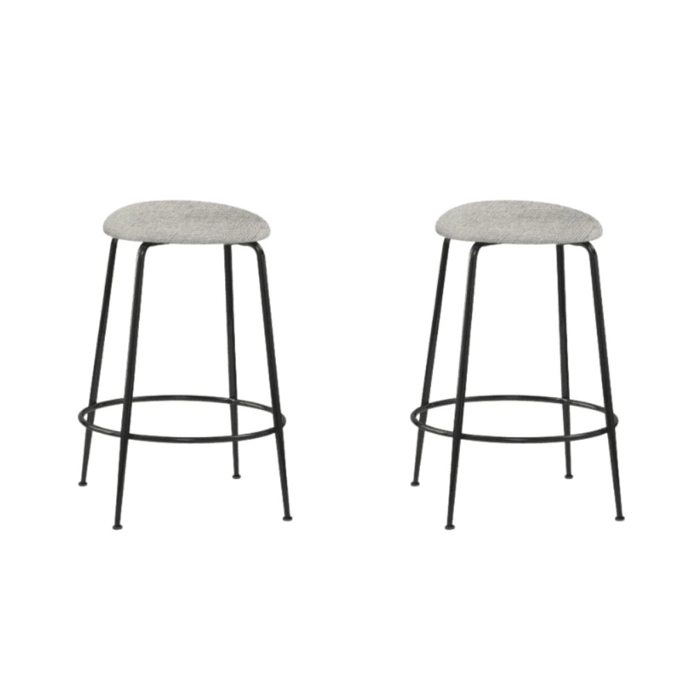 HomeStar Set Of 2 Lida Modern Fabric Kitchen Bar Stool W/ Black Metal Legs - Grey