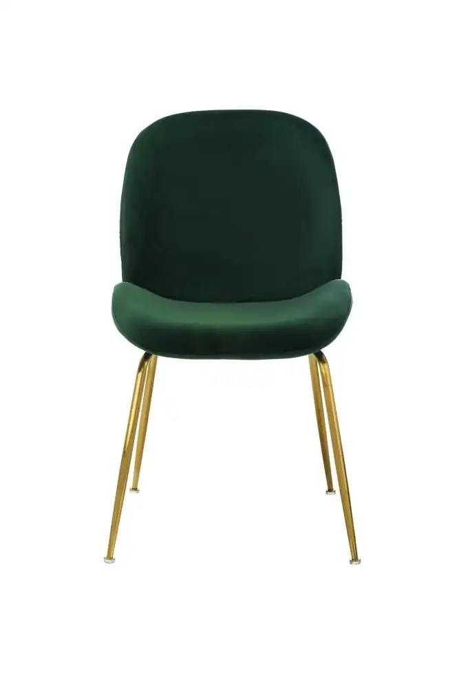 Set of 2 Casa Velvet Fabric Dining Chair - Gold Legs - Emerald