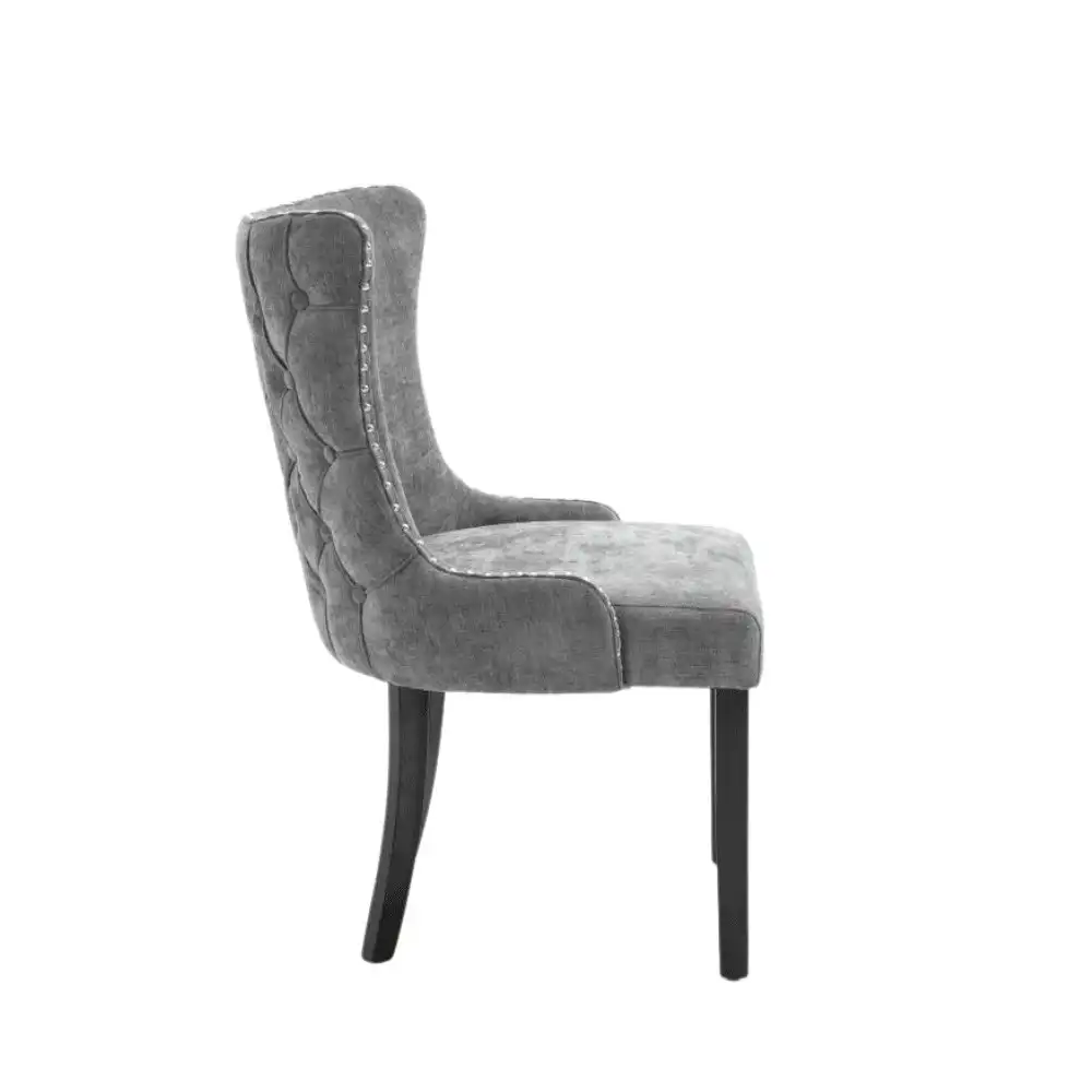 HomeStar Set Of 2 London Velvet Fabric Dining Chair - Grey