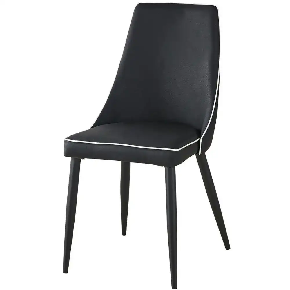 Set Of 4 Dona PU Leather Dining Chair W/ Metal Legs - Black