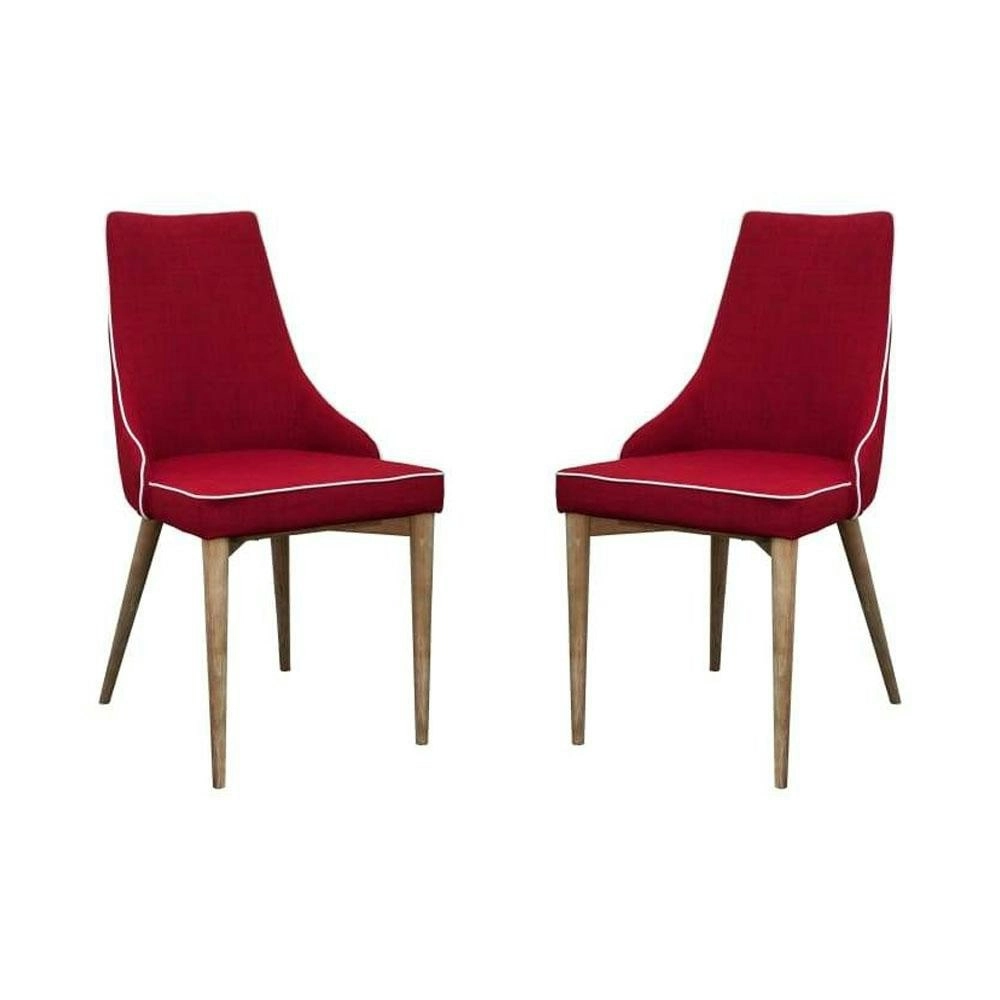 6IXTY Set of 2 - Martini Luxury Scandinavian Fabric Dining Chair - Red